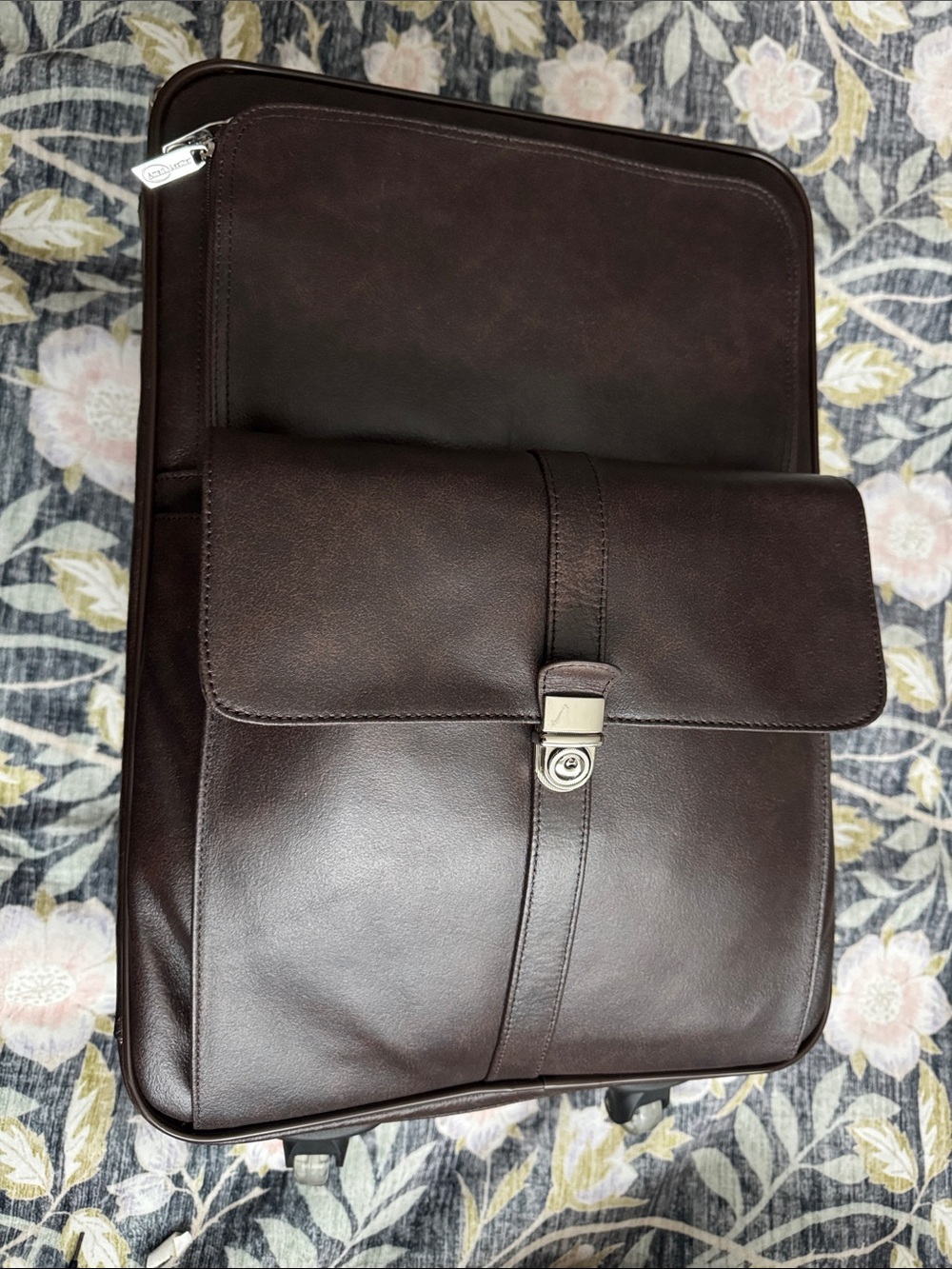 Ameri Leather Wheeled suitcase- Dark Brown